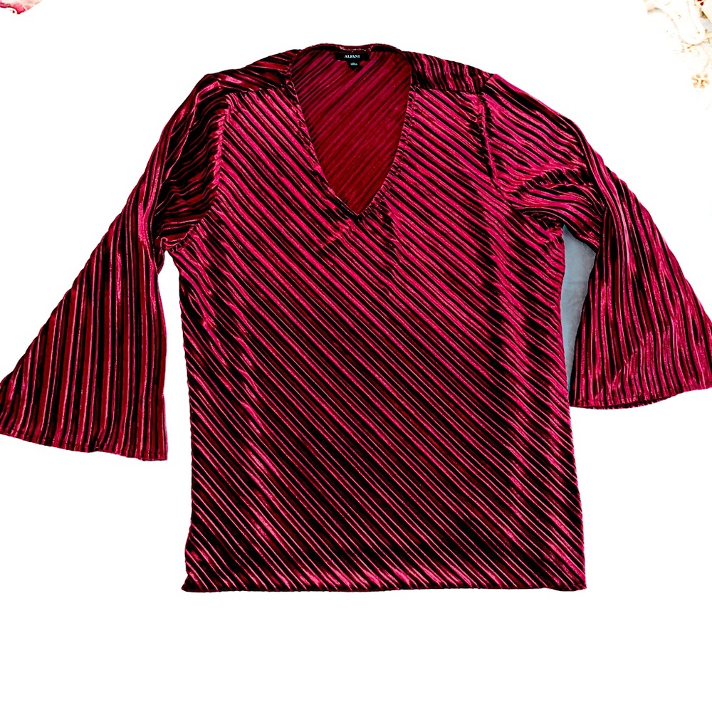 Alfani V-neck ribbed pullover,  in a breathtaking jeweled burgundy hue